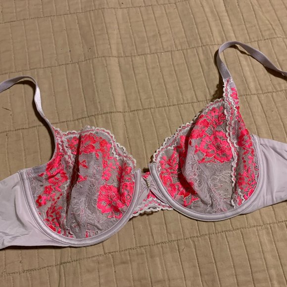 Victoria's Secret Unlined Pink and Lavender 34DD Demi Bra and Small Panty Set - Picture 3 of 8